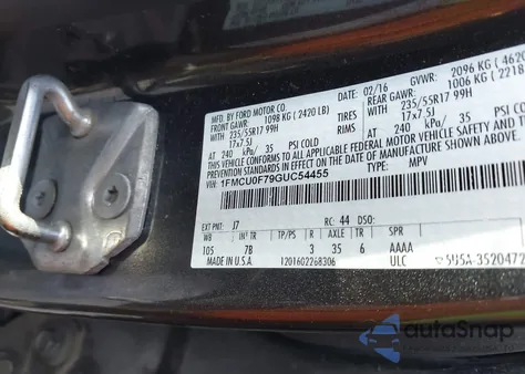 2016 Ford Escape S из США, поврежденный, VIN 1FMCU0F79GUC54455